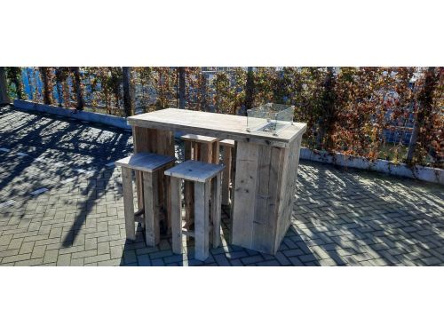 Vuurtafel Sta tafel set "Split" van Gebruikt steigerhout 80x160cm