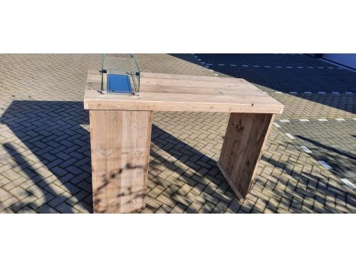 Vuurtafel Statafel "Split" Terrasverwarmer Gebruikt steigerhout 80x160x110cm