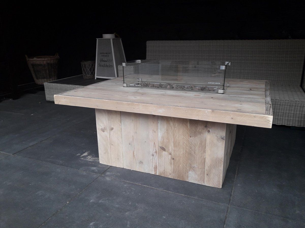 vuurtafel tree terrasverwarmer gebruikt steigerhout 100x120x50cm