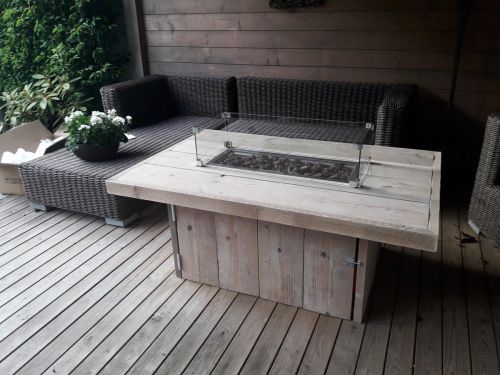 Vuurtafel Tree Terrasverwarmer Gebruikt steigerhout 80x120x50cm
