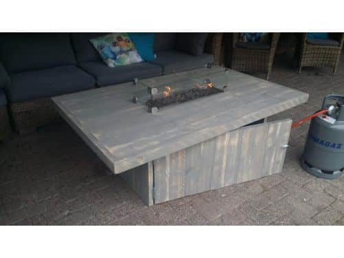 Vuurtafel Tree Terrasverwarmer Grijs Geschuurd steigerhout 100x150x50cm