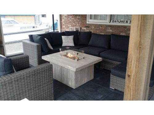 Vuurtafel Tree Terrasverwarmer Grijs geschuurd steigerhout 80x100x50cm