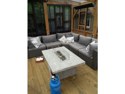 Vuurtafel Tree Terrasverwarmer Grijs geschuurd steigerhout 80x120x50cm