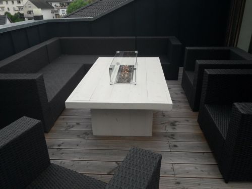 Vuurtafel Tree Terrasverwarmer White Wash steigerhout 100x150x50cm