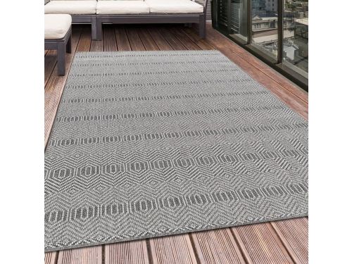 Waterafstotend Buitenkarpet Strepen Grijs 80x250cm Geschikt voor Balkon en Tuin