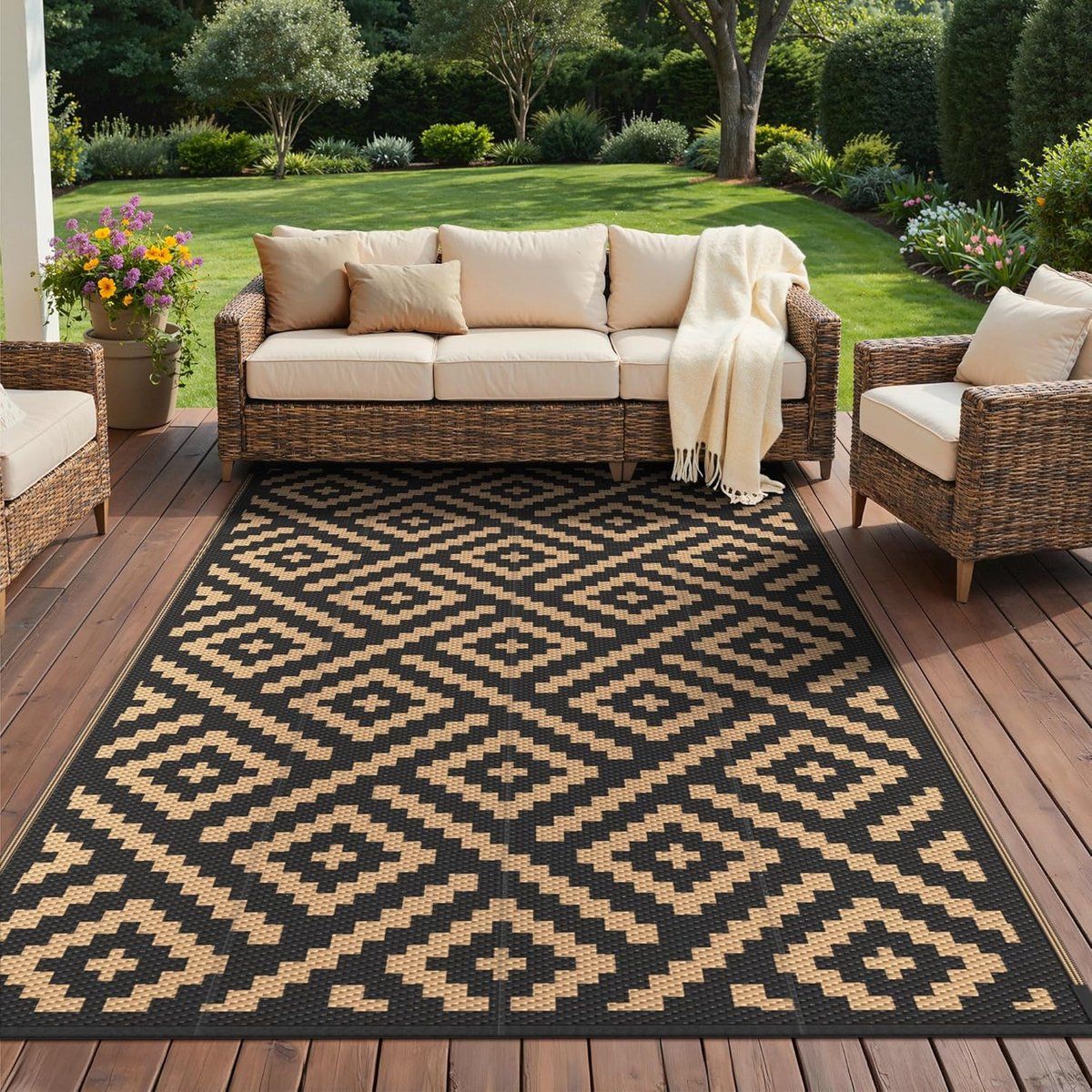 waterdicht omkeerbaar buitenkleed voor camper, balkon en terras 180×275 cm