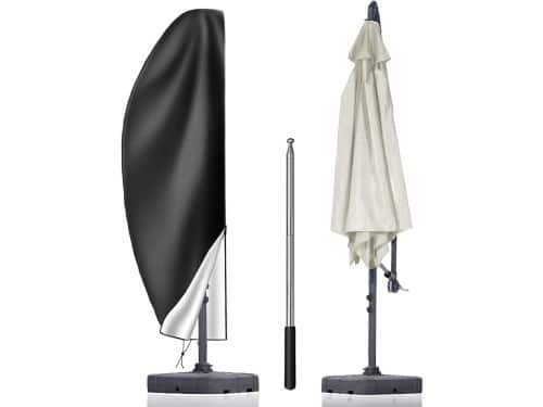 Waterdichte parasolhoes 420D met telescopische paal en rits voor 9