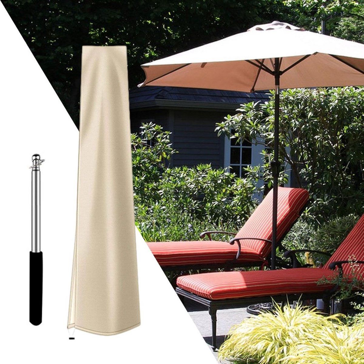 waterdichte parasolhoes beige 240 cm voor tuin en terras