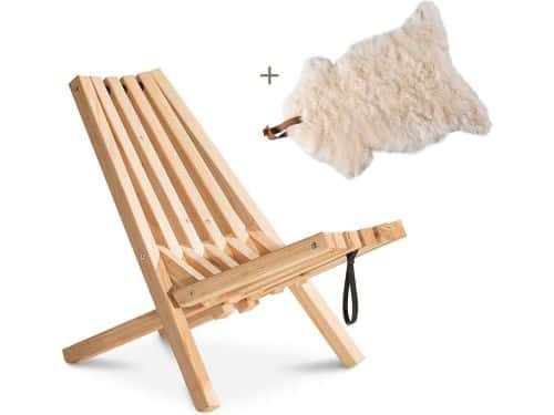 Weltevree | Fieldchair | Tuinstoel Loungestoel Buiten incl, Schapenvacht Wit
