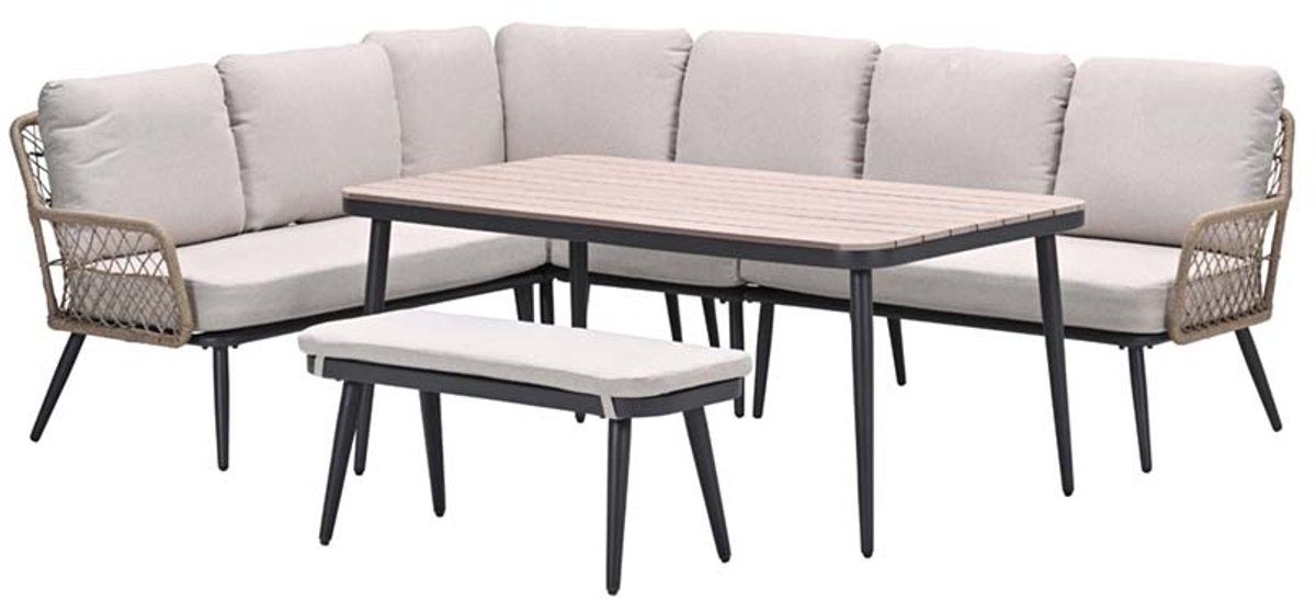 wicker lounge diningset allasio 9 persoons garden impressions
