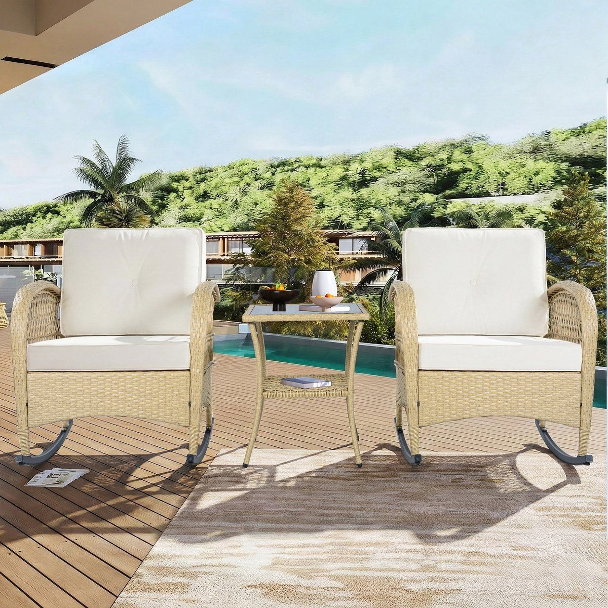 wishdor 3 delige balkonset schommelstoelen met tafel modern