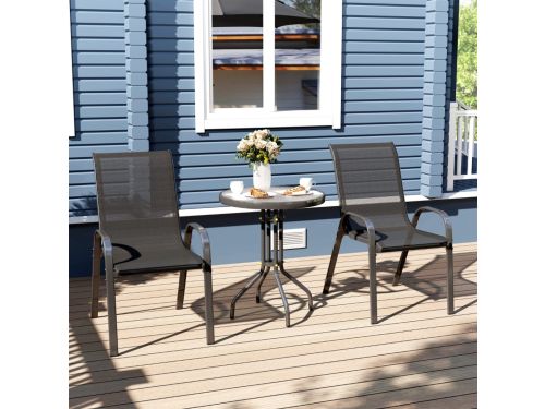 Wishdor 3-Delige Bistroset - Balkonset met Stapelbare Stoelen - Textileen