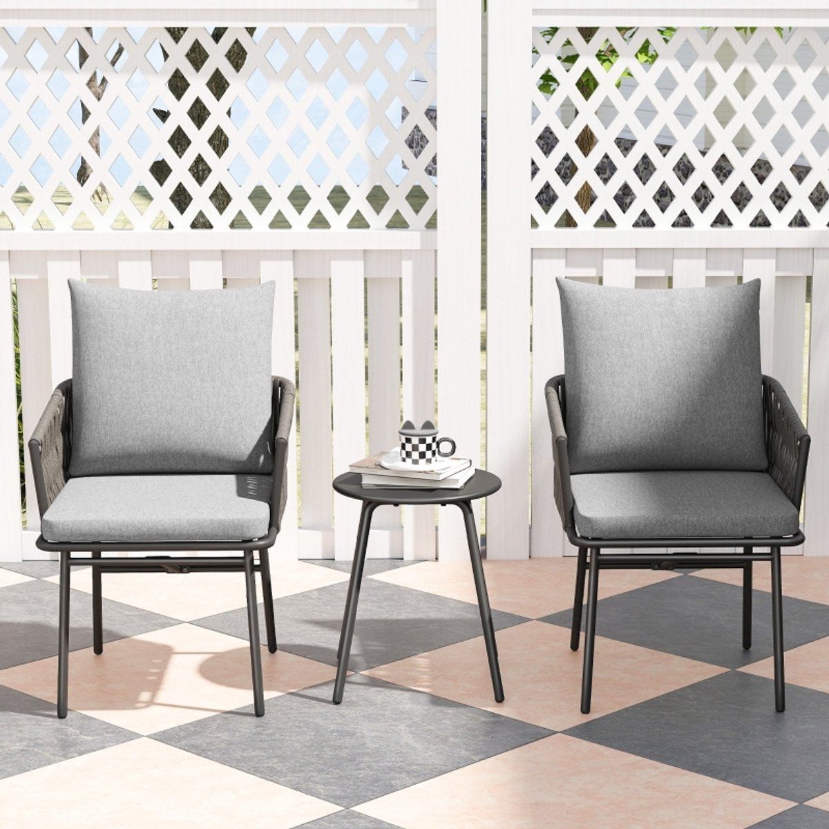 wishdor 3 delige rotan bistroset 2 tuinstoelen en bijzettafel