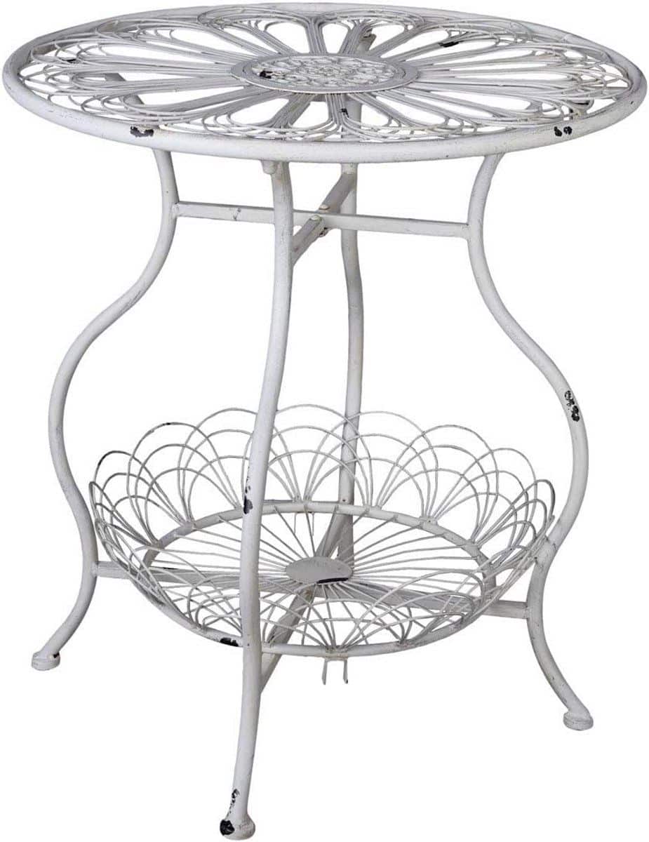 witte tuintafel lantaarn/bijzettafel shabby chic balkonmeubel ijzer
