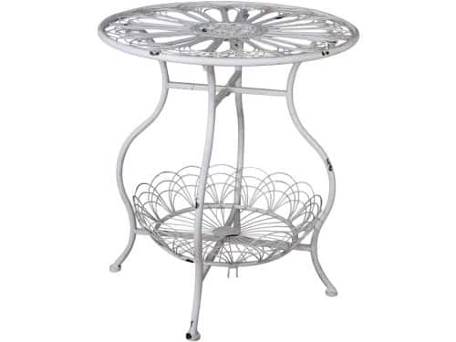 Witte Tuintafel Lantaarn/Bijzettafel Shabby Chic Balkonmeubel IJzer