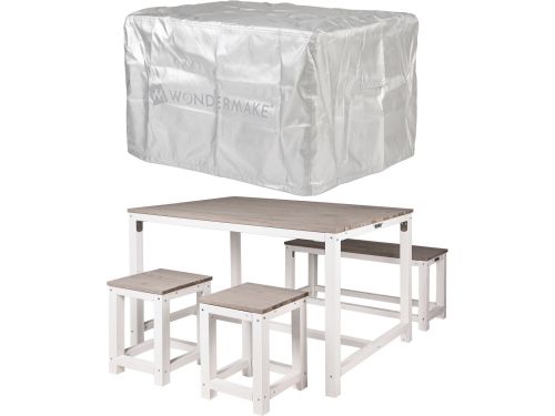 WONDERMAKE® Design Houten Tuinmeubelset met Hoes voor 4 Personen