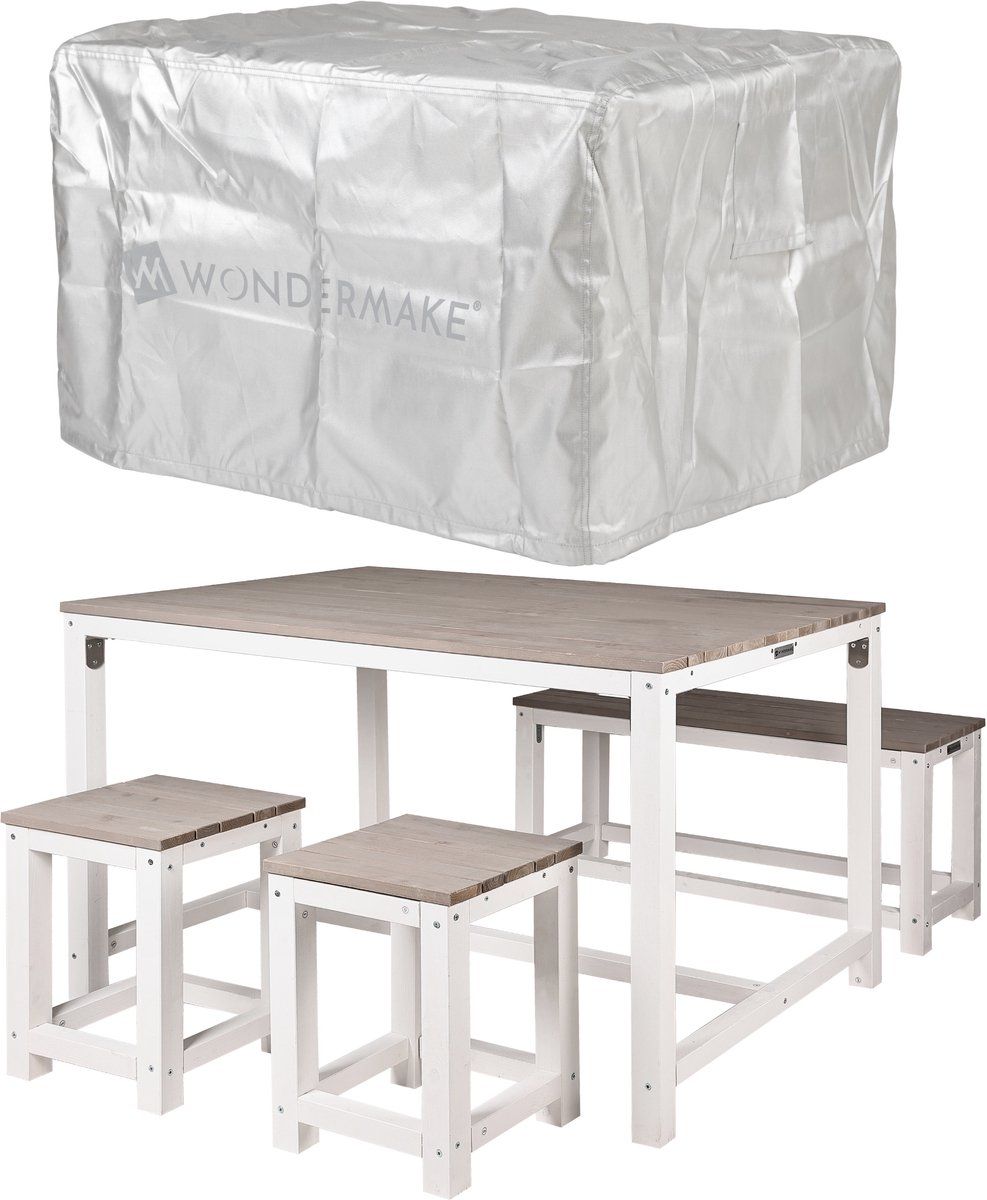 wondermake® design houten tuinmeubelset met hoes voor 4 personen