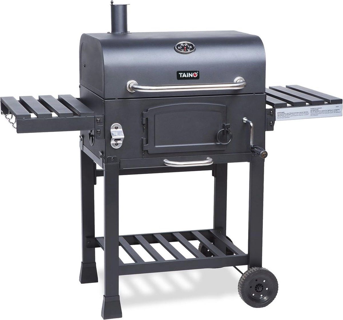 xl bbq rookoven grillwagen houtskool grill met temperatuurweergave en