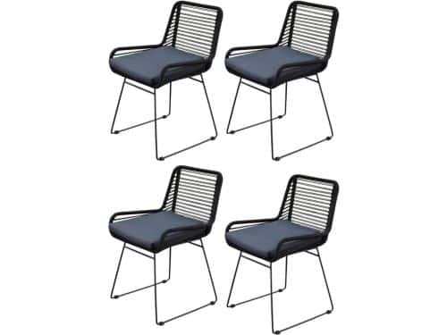 Zenia dining tuinstoel rope zwart set van 4