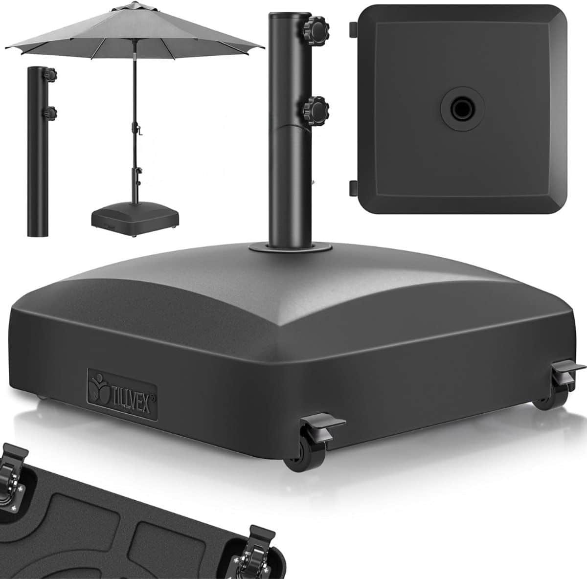 zmr® parasolvoet vulbaar parasolvoet parasolvoet op wielen zwart