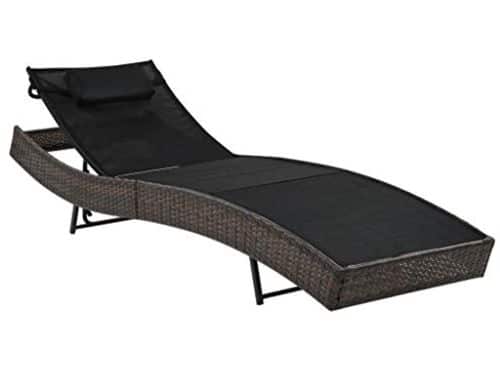 Zonligstoel tuin loungestoel polyrattan met verstelbare rugleuning | Chaise longue