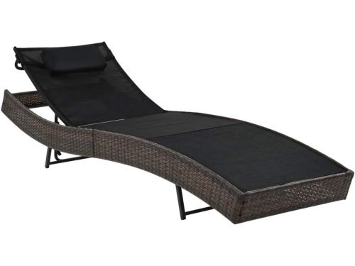 Zonligstoel tuin loungestoel polyrattan met verstelbare rugleuning | Chaise longue