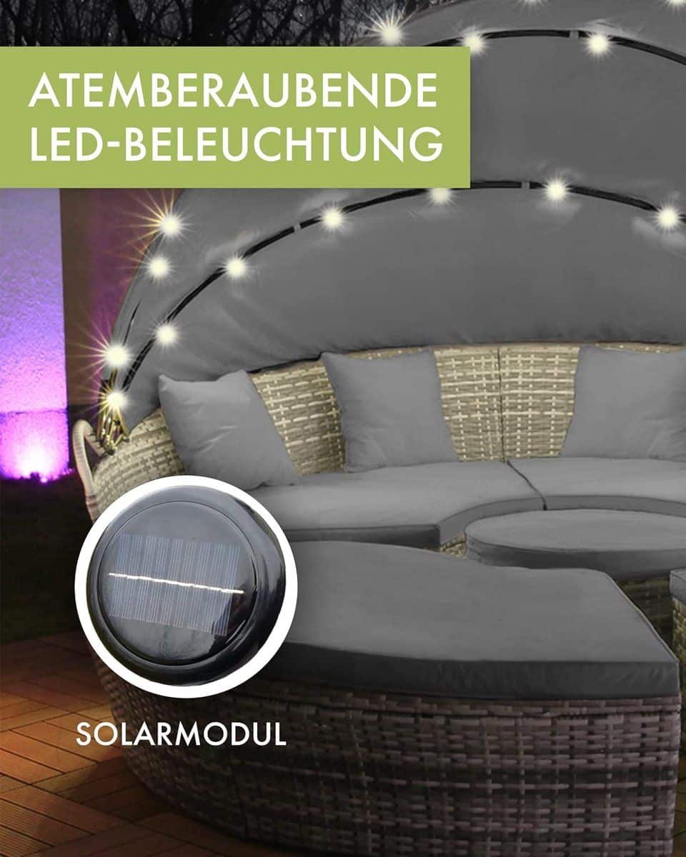 zonne eiland 180 cm met led verlichting & zonnepaneel