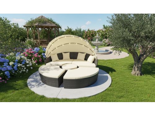 Zonne-eiland Lounge 210 cm - Luxe Polyrotan Outdoor Ligbed met