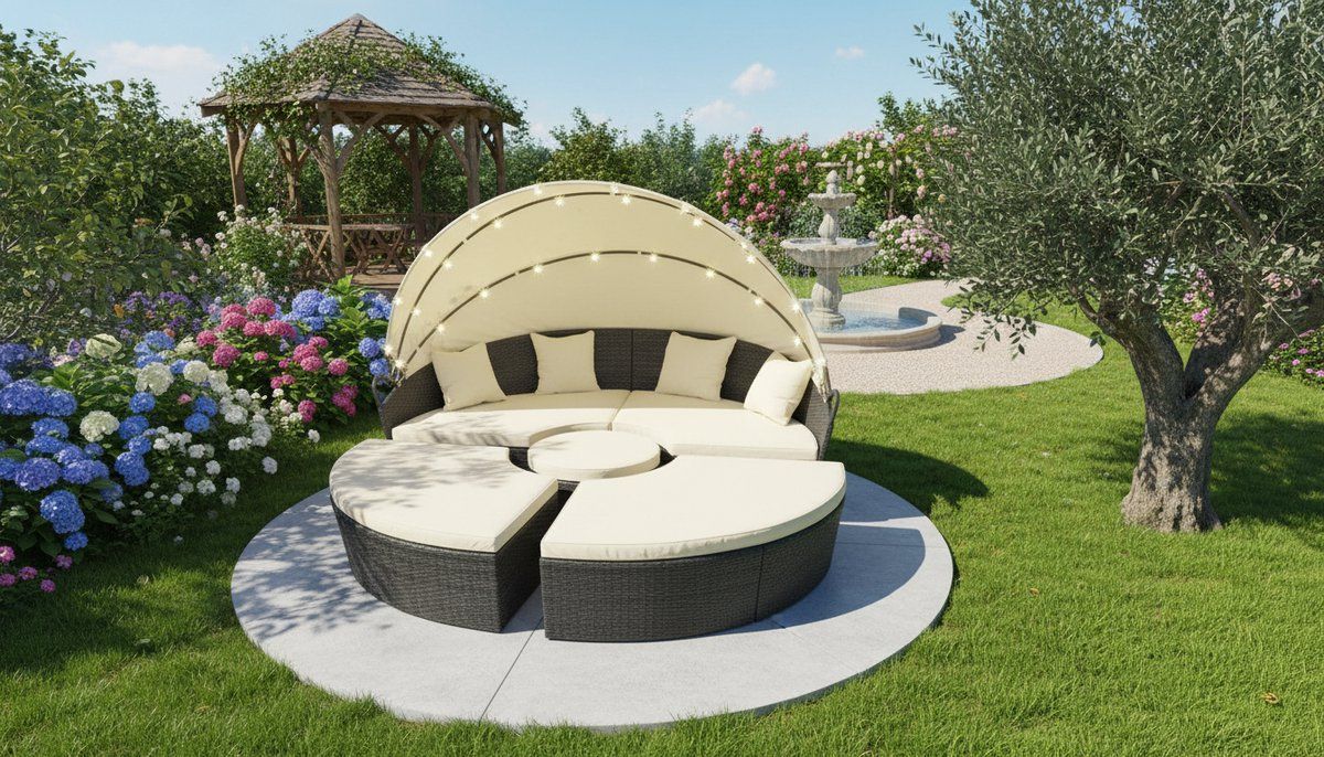 zonne eiland lounge 210 cm luxe polyrotan outdoor ligbed met