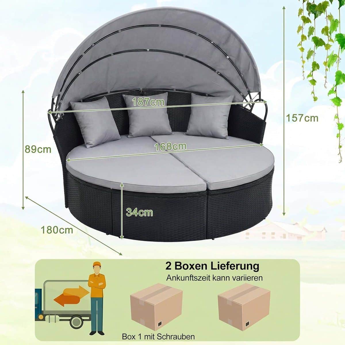zonne eiland met dak abtkantoor luxe rotan daybed 2