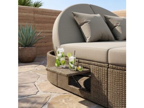 Zonneligbed 2 Personen 199x140x41 cm - Rotan Duo Ligbed Tuin