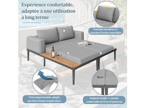 Zonneligstoel 2-persoons inklapbaar 2-in-1 bankbed - HomeByNicole luxe outdoor rotan