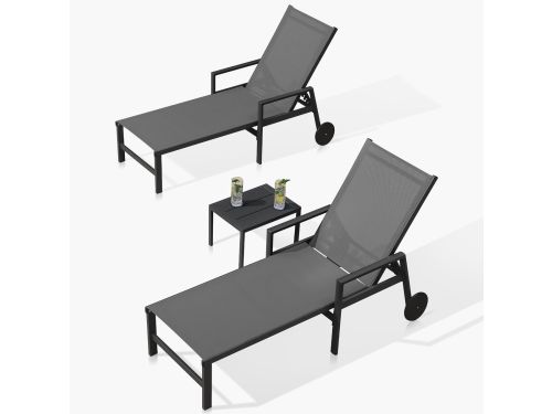 Zonneligstoel set van 2 met tafel verstelbaar 164 x 68