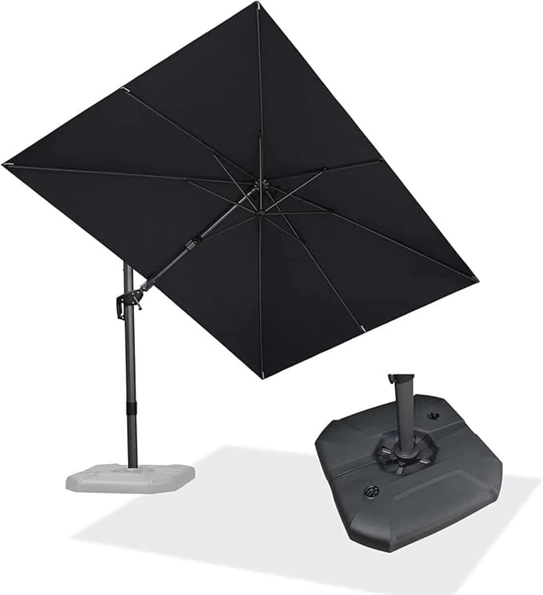 zweefparasol 250 x 350 cm rechthoekig 360° draaibaar