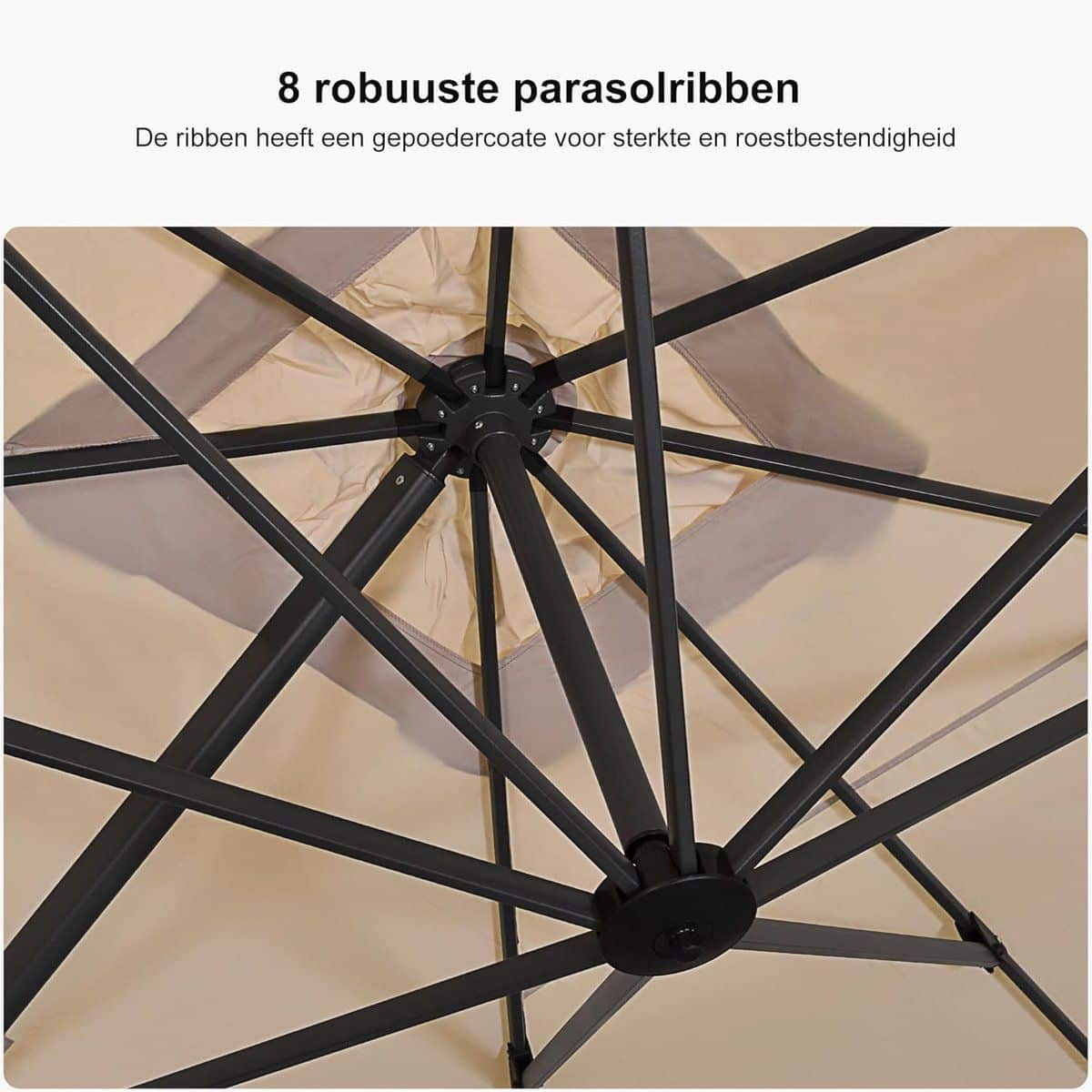 zweefparasol 270×350 cm xxl rechthoekig 360° draaibaar, uv