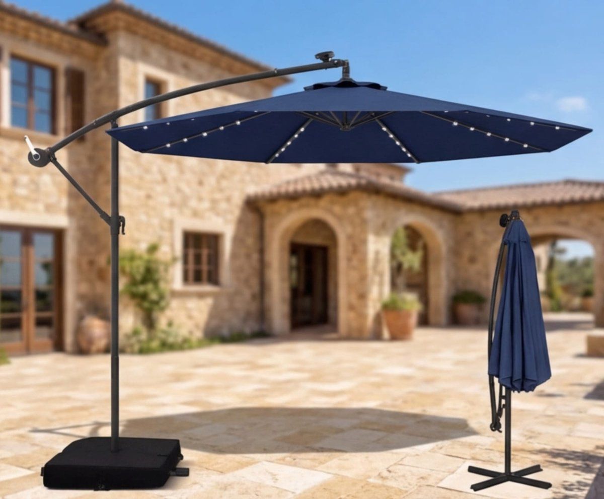zweefparasol 300 cm met led blauw novihome