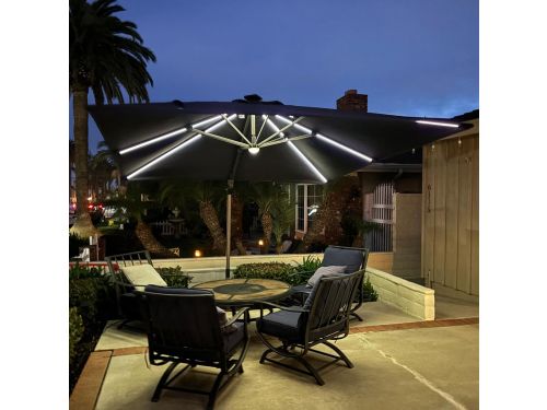 Zweefparasol 300x300 cm met LED Verlichting - 360° Draaibaar