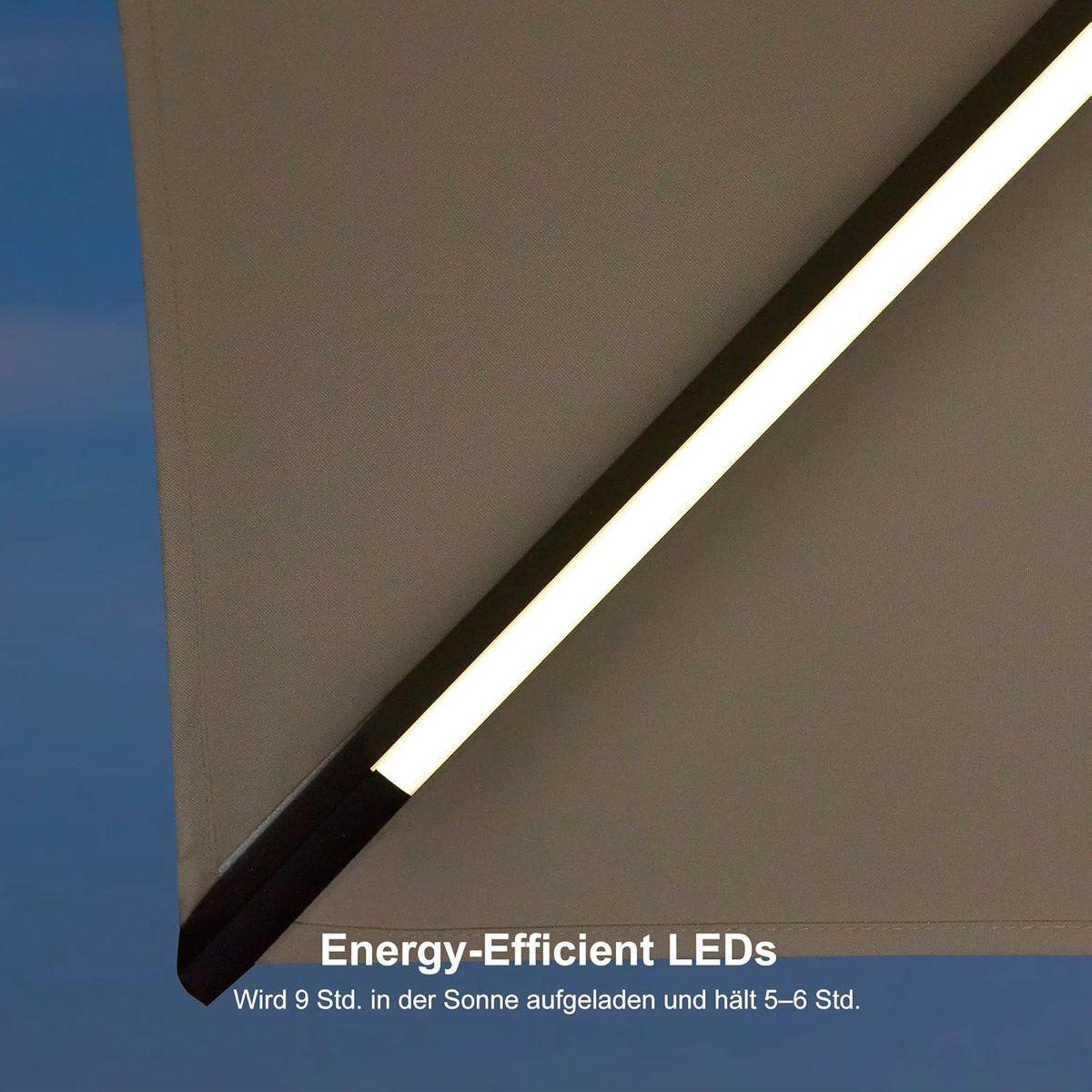 zweefparasol 300×300 cm met led verlichting & 360° draaibaar