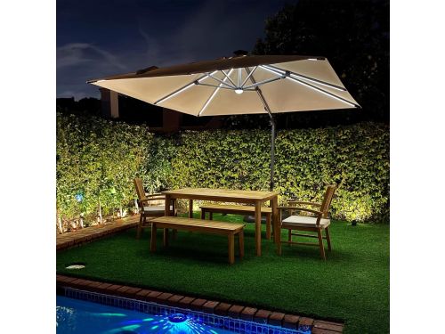 Zweefparasol 300x300 cm met LED Verlichting & 360° Draaibaar
