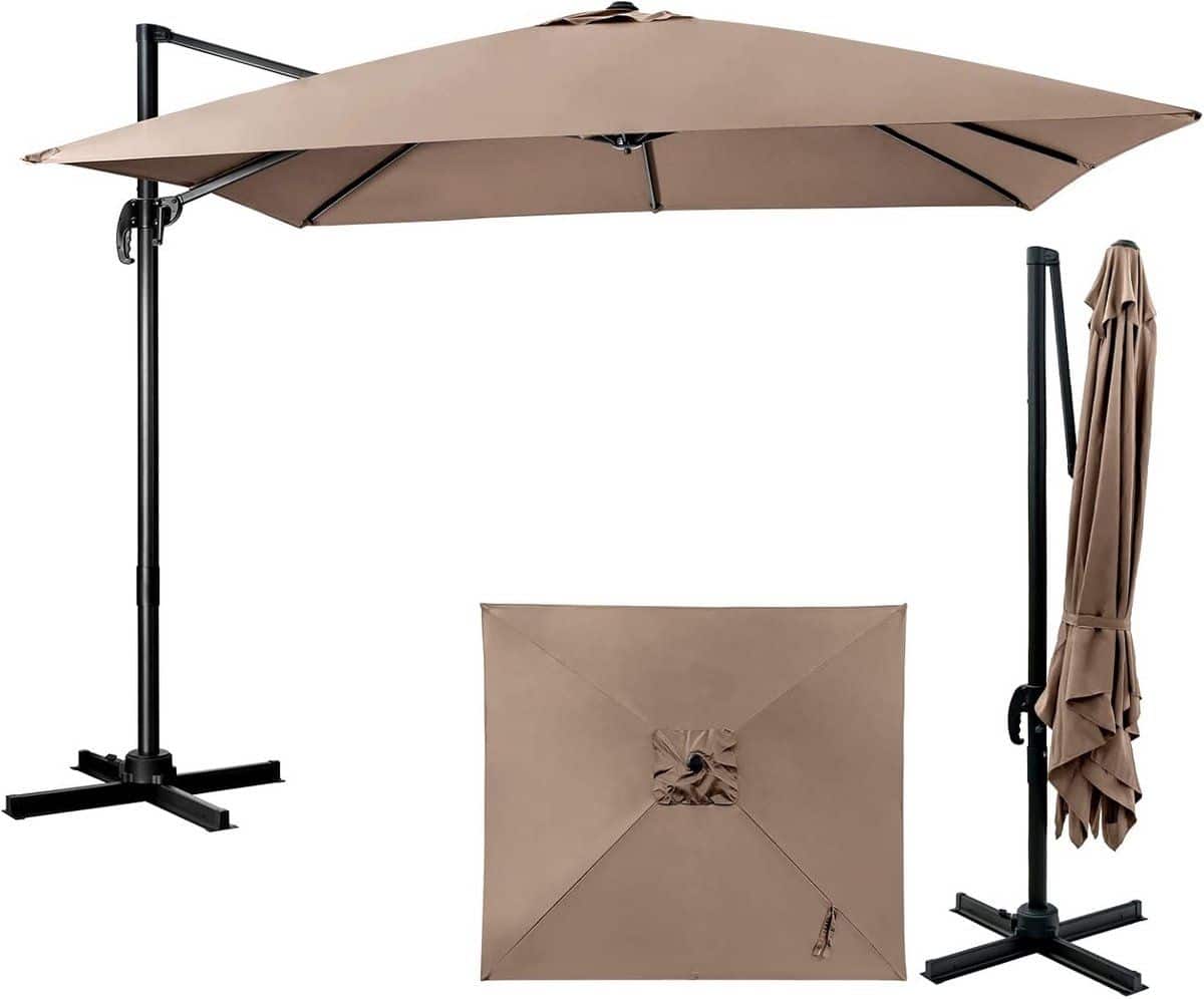 zweefparasol 300×300 cm rechthoekig knikbaar en in hoogte verstelbaar met