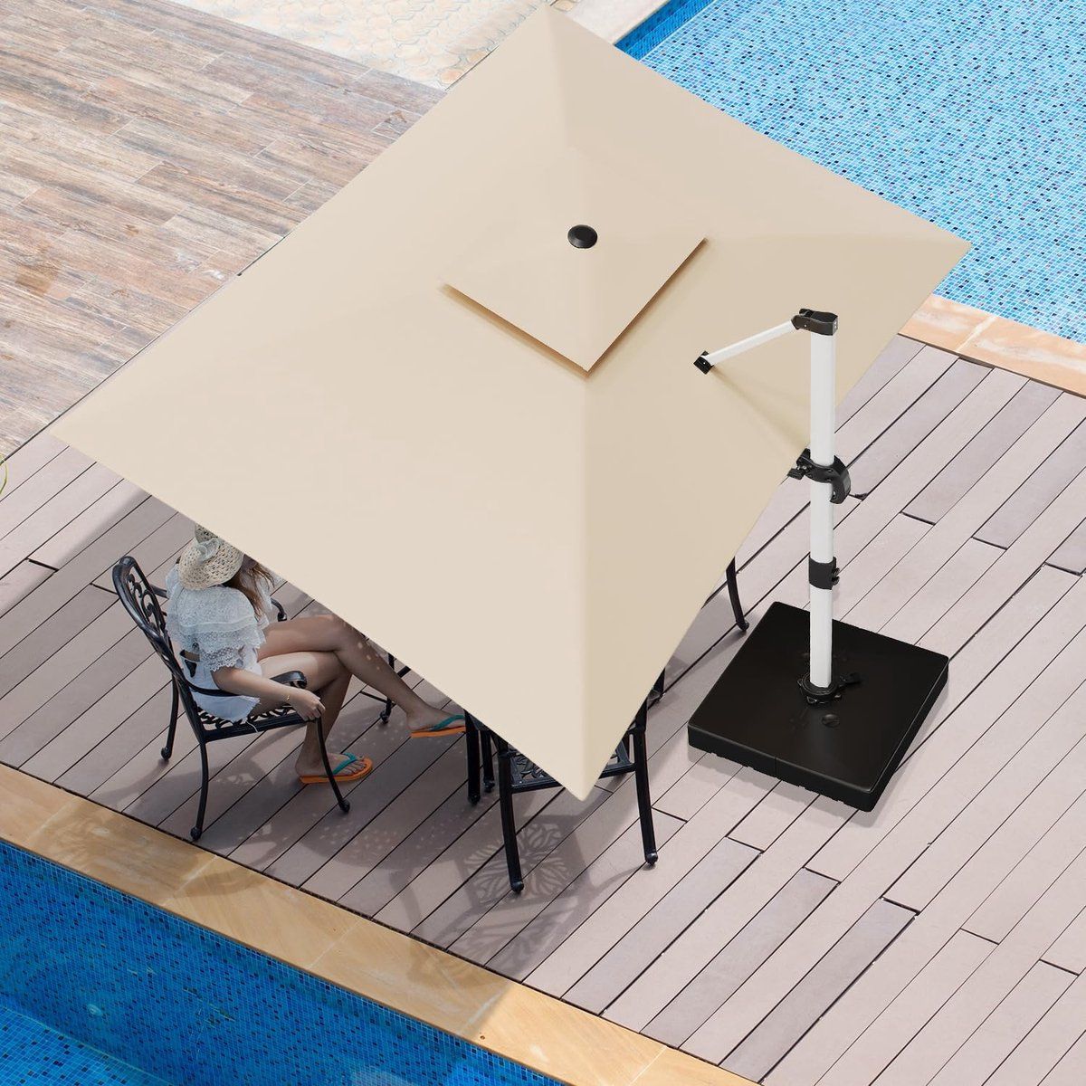 zweefparasol 300×400 cm xxl 360° draaibaar, kantelbaar, uv50+ zonwering