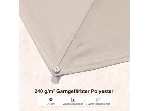 Zweefparasol 360x270 cm Rechthoekig 360° Draaibaar Kantelbaar UV50+ Waterafstotend Aluminium