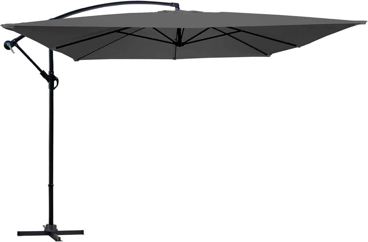 zweefparasol 3x3m aluminium merkloos kwartslag draaibaar en kantelbaar