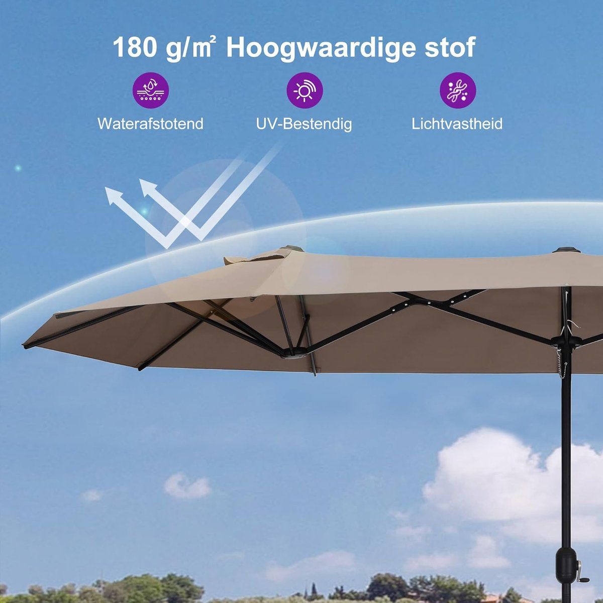 zweefparasol 425×245 cm xxl rechthoekig uv bestendige tuin & balkonparasol