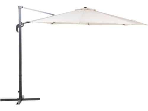Zweefparasol Achthoekig 300 cm Lichtbeige Polyester Scherm Zwart Stalen Frame