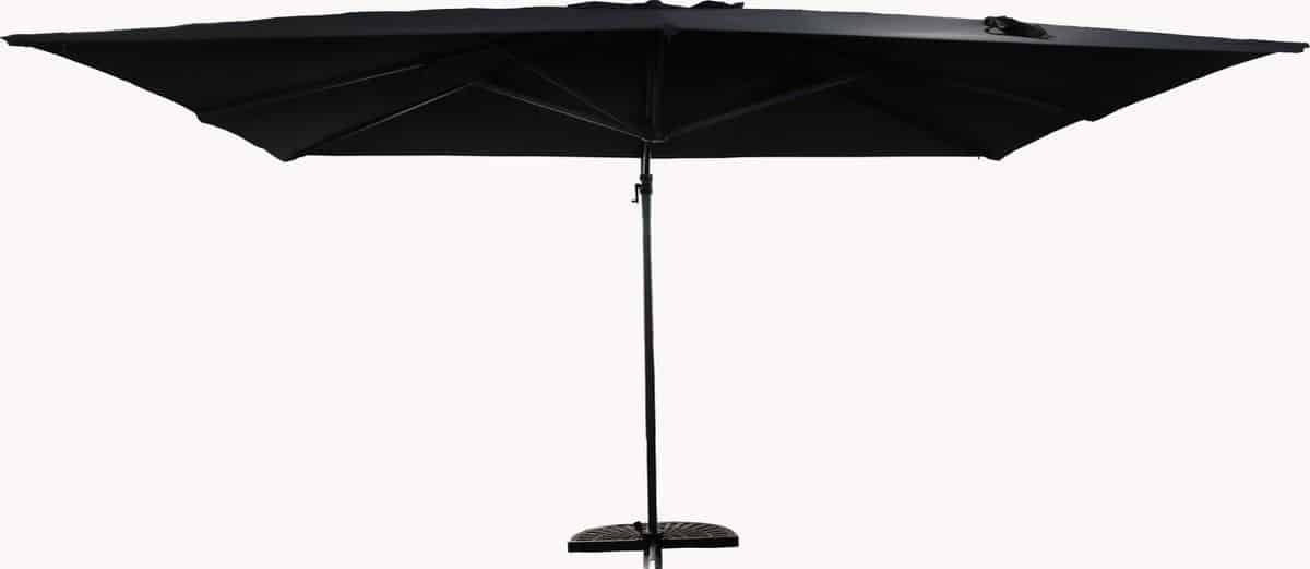 zweefparasol antraciet aluminium 3x4m knikbaar & 360° draaibaar + kruispoot