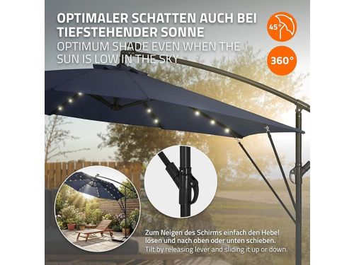 Zweefparasol Depauwonen 300 cm Rond met LED en Zonnepaneel