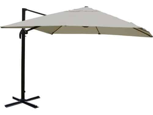Zweefparasol MCW-A96, 3,5x3,5m (Ø4,95m) polyester aluminium/staal 25kg ~ creme
