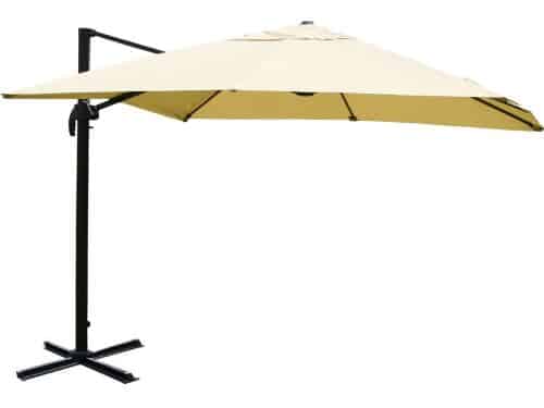 Zweefparasol MCW-A96, 3,5x3,5m (Ø4,95m) polyester/aluminium 25kg ~ crème zonder standaard