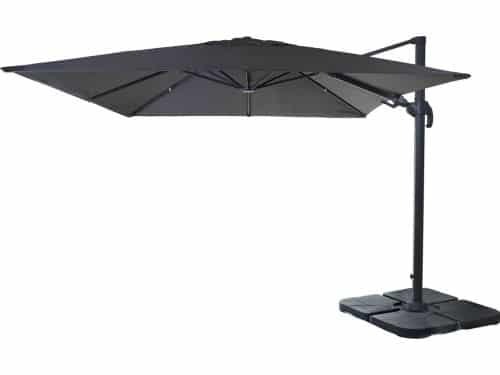 Zweefparasol MCW-A96, 3x3m (Ø4,24m) draaibaar, polyester aluminium/staal 23kg ~ antraciet